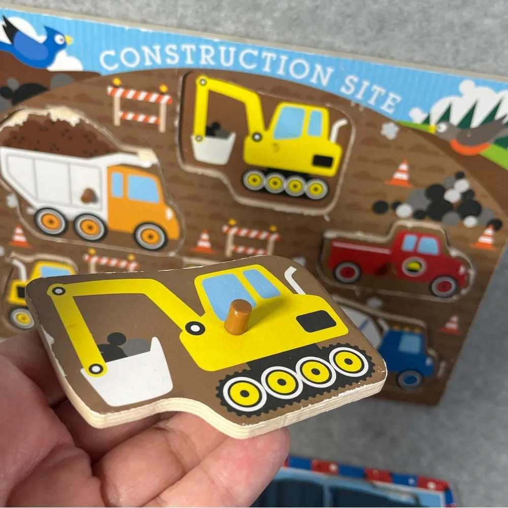 Melissa & Doug Wood Puzzles Transportation Construction Toddler Educational READ